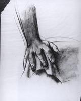 Study for "The Incident", Hand resting on drapery