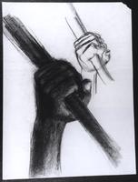 Study for "The Incident", Two hands with "rifles", smaller image
