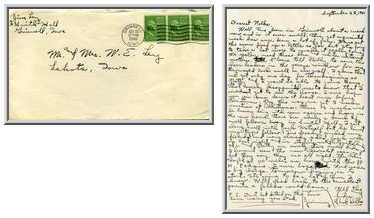 Jimmy Ley to Mr. and Mrs. W. E. Ley - September 22, 1940