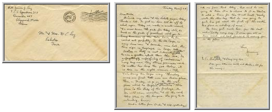 Jimmy Ley to Mr. and Mrs. W. E. Ley - August 19, 1942