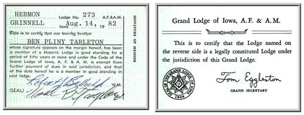 Hermon Lodge Membership Card