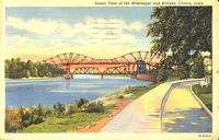 Scenic view of the Mississippi and bridges, Clinton, Iowa