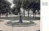 View of fountain in public square, Washington, Iowa