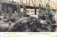 Frozen form pillars, Iowa River, Belmond, Iowa