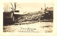 Leading engine and tender, train wreck, March 21, 1910, Green Mountain, Iowa