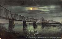 R.R. bridge by moonlight, Davenport, Iowa