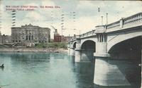 New Locust Street Bridge showing Public Library, Des Moines, Iowa