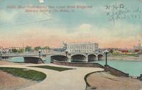 River front showing New Locust Street Bridge and Municipal Building, Des Moines, Iowa