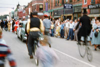 Car and Bikes in 1948 Grinnell Day Parade