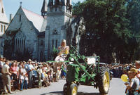 Man in a Dress on a Tractor in the 1949 Grinnell Day Parade