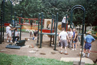 Ten Volunteers Assembling Central Park Playground Equipment