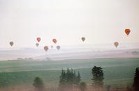 Hot Air Balloons over Fields near Grinnell, Iowa