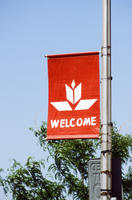 Wecome Banner on Light Post