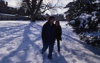 Students on South Campus in the Winter, 1990