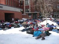 Student protest in the snow