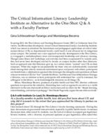 The Critical Information Literacy Leadership Institute as Alternative to the One-Shot: Q & A with a Faculty Partner