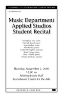 Music Department Applied Studios Student Recital