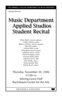 Music Department Applied Studios Student Recital
