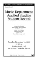 Music Department Applied Studios Student Recital