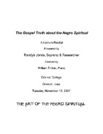 Gospel Truth About the Negro Spiritual
