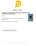 The Value of Information : Normativity, Epistemology, and LIS in Luciano Floridi